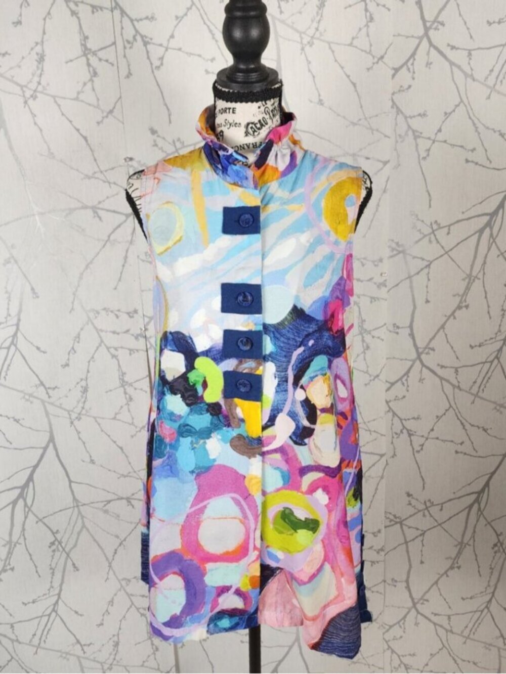 Claire Desjardins Colorful Artsy Printed High Neck Tunic Tank